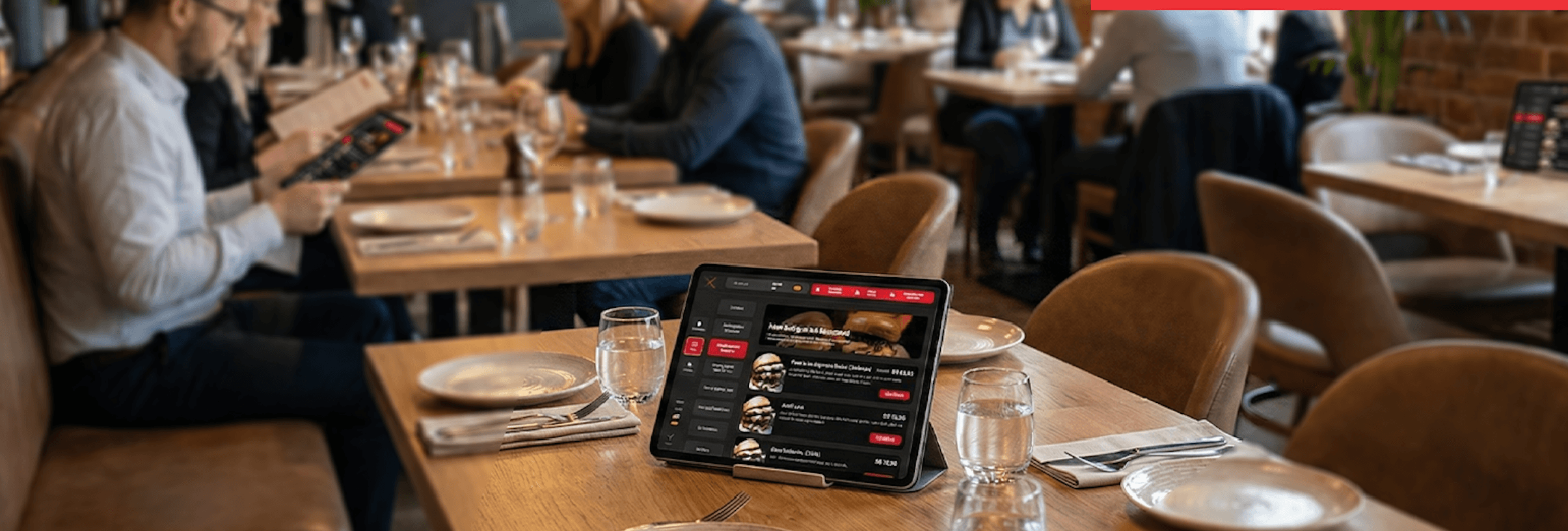 OrdenGO em uso com tablet sobre uma mesa de restaurante
